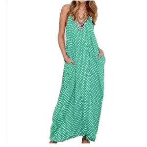 Jersey Maxi Dress NWT Pockets Adjustable Straps